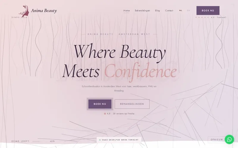 Screenshot van animabeauty.nl